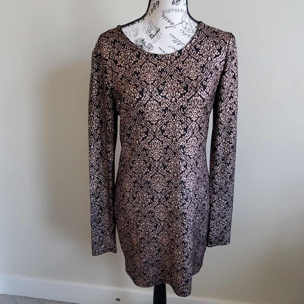 Gold printed dress